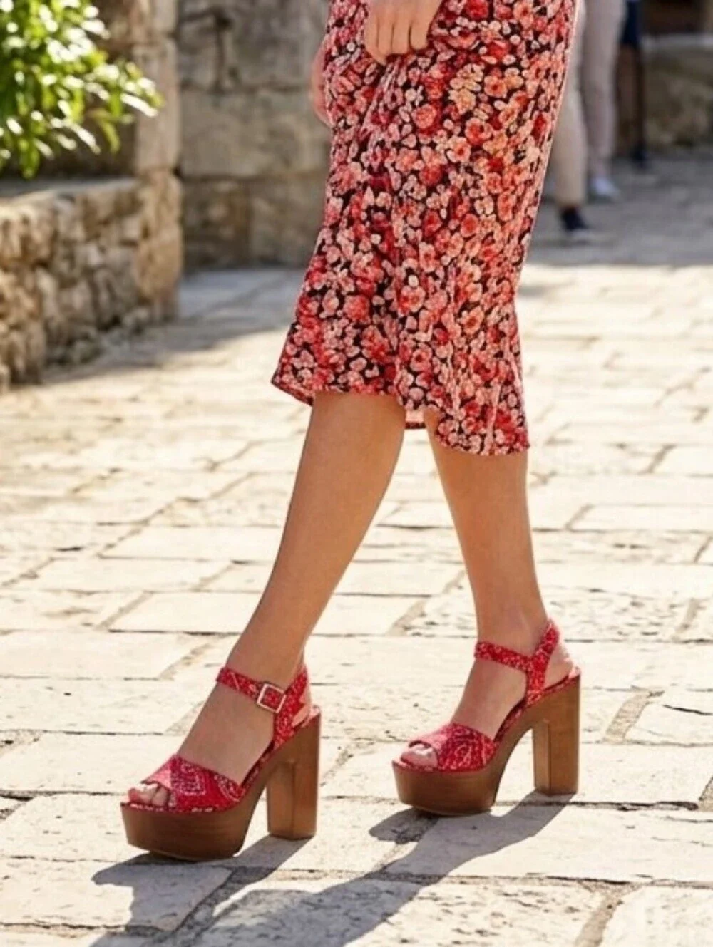 MIX No. 6 Carinda Bandana Platform Heel Sandals Red Size 7.5 NEW! GORGEOUS!!